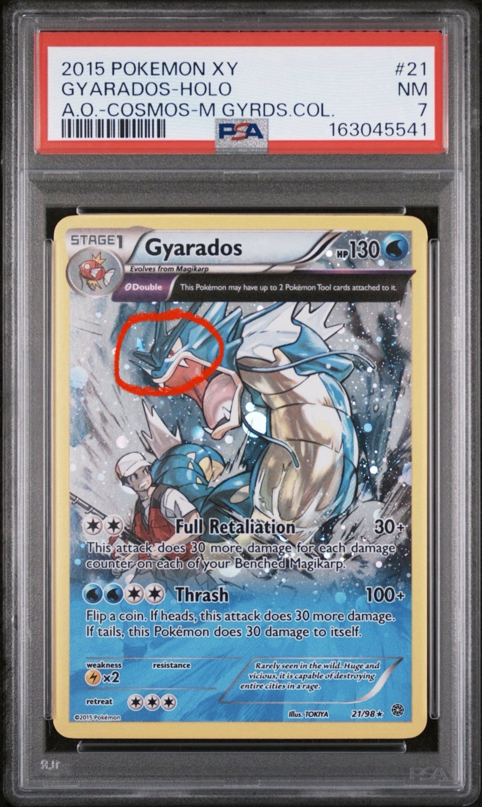 HD GALAXY SWIRL 🌀 Gyarados 21/98 XY A.O. Promo Cosmos Holo ✨ PSA 7 ✨ NEW CERT