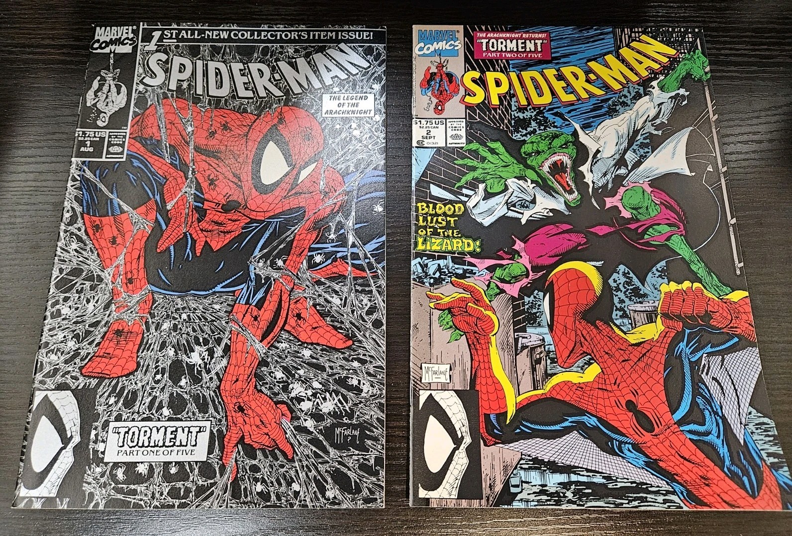 Spider-Man #1 (Silver Cover) + #2 (Marvel 1990) Todd McFarlane Art - 2 Comics Spider-Man #1 (Silver Cover) + #2 (Marvel 1990) Todd McFarlane Art - 2 Comics