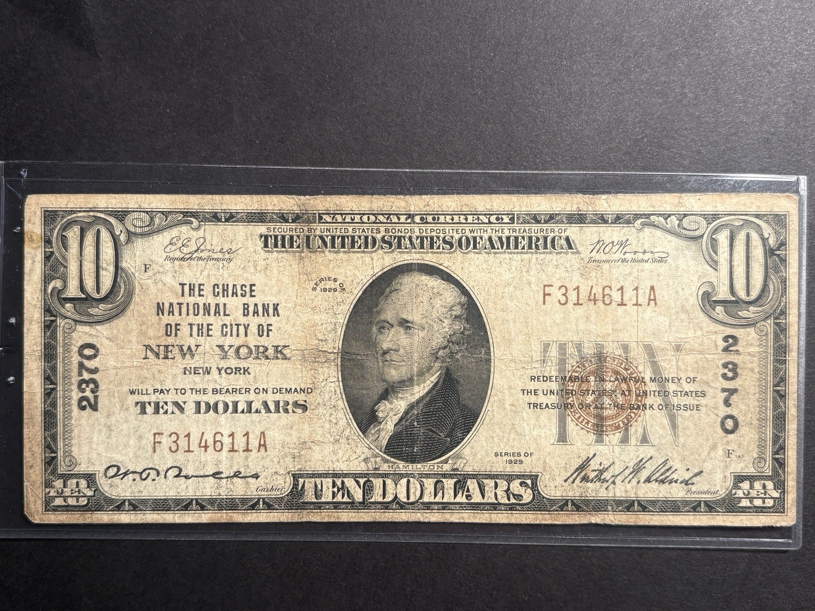 1929 $10 National Currency Chase National Bank New York City NY — Circulated 