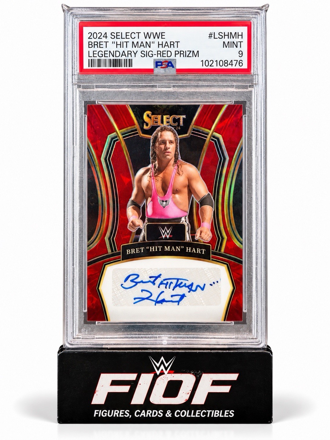 2024 Panini Select WWE Bret “Hit Man” Hart Legendary Sig Red Prizm PSA 9 #56/99 2024 Panini Select WWE Bret “Hit Man” Hart Legendary Sig Red Prizm PSA 9 #56/99