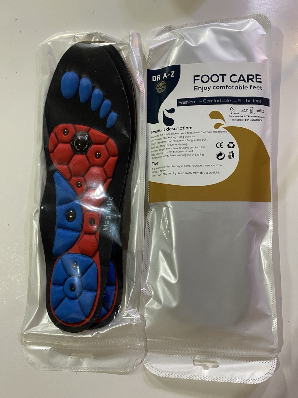 Magnetic Massage Insoles Acupressure Inserts Arch Support Orthopedic Acupressure
