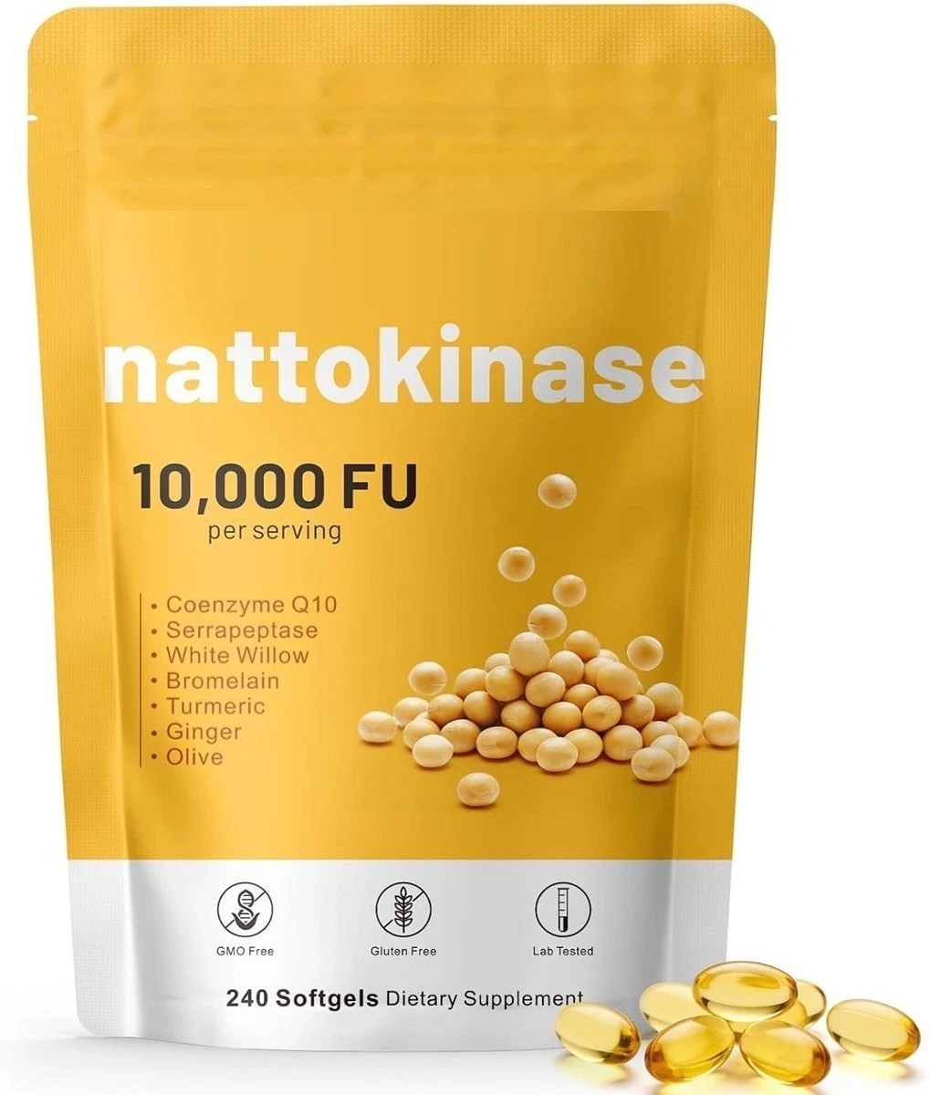 Nattokinase  10,000 FU 240gels Serrapeptase/Bromelain/CoQ10/Turmeric