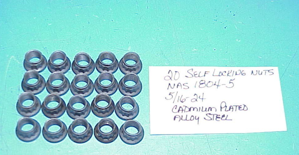 20 New Steel 12 Point Nuts 5/16-24 Self Locking Military Fasteners NAS1804-5