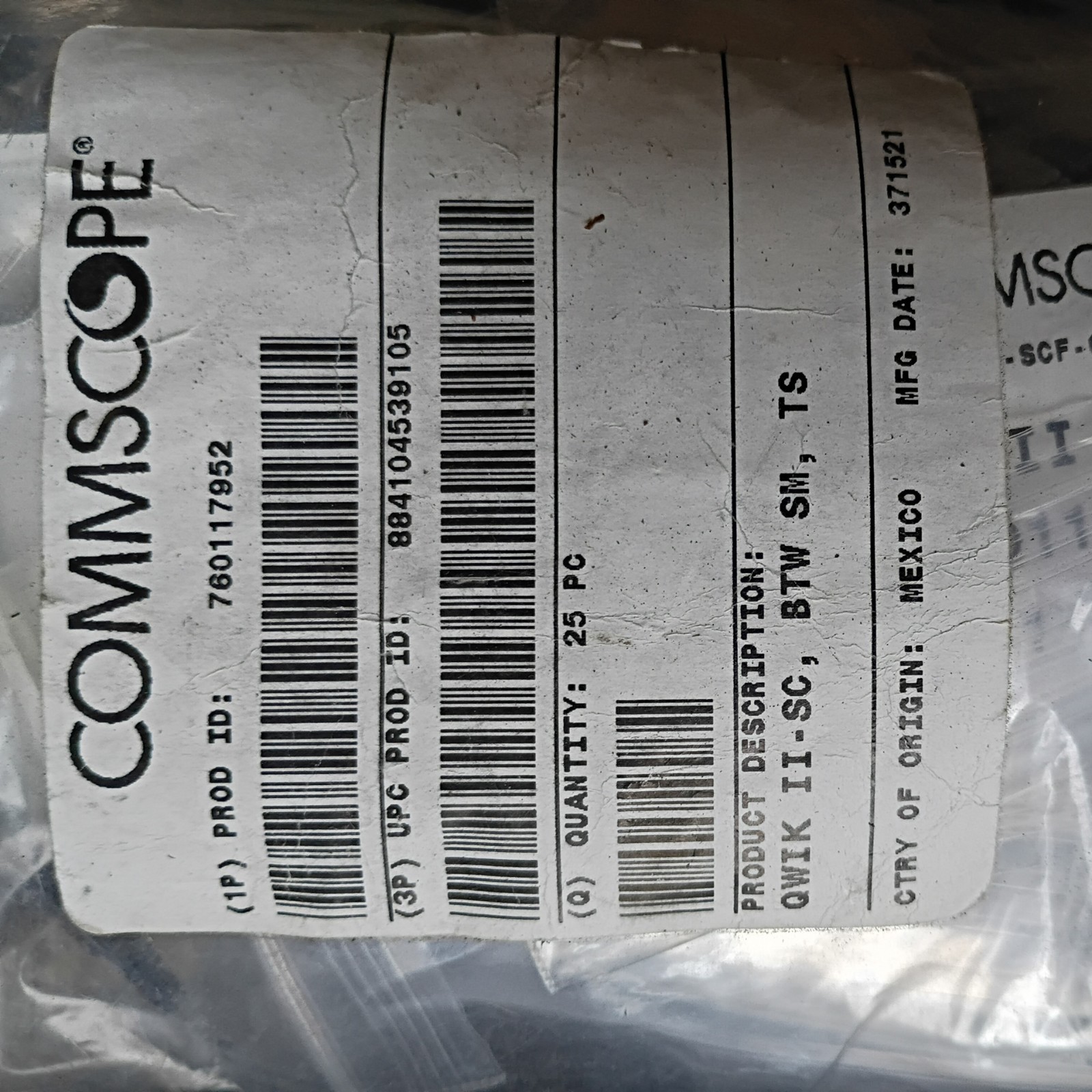 Commscope SM fiber ends QWIK II-SC, BTW SM, TS Singlemode (25)Pack New Commscope SM fiber ends QWIK II-SC, BTW SM, TS Singlemode (25)Pack New