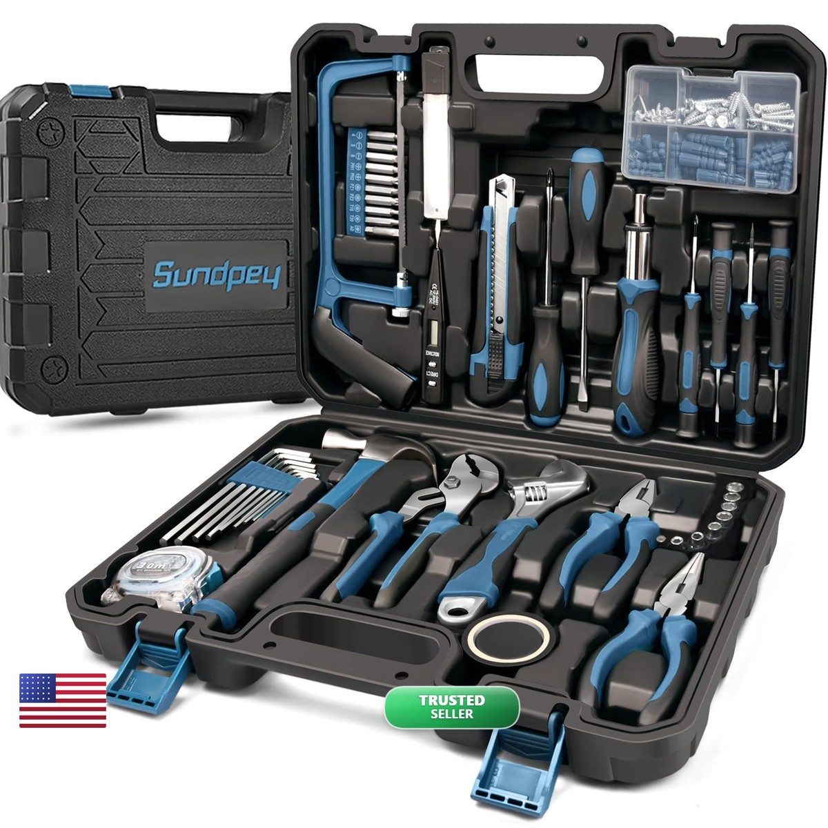 Sundpey 148 Pcs Hand Repair Tool Kit Set with Case Blue Sundpey 148 Pcs Hand Repair Tool Kit Set with Case Blue