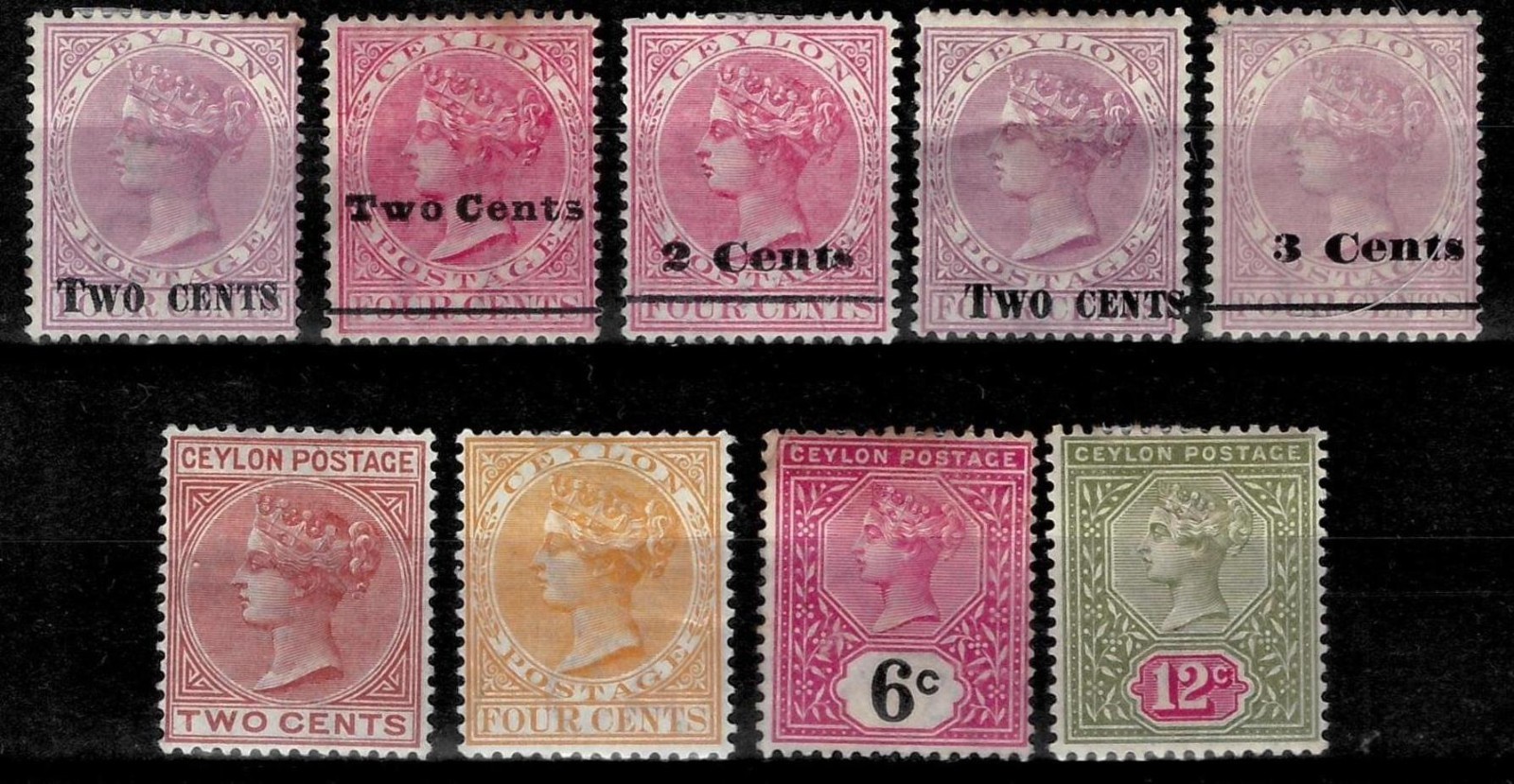 Ceylon QV 1882-1900  ☀ MH lot of stamps