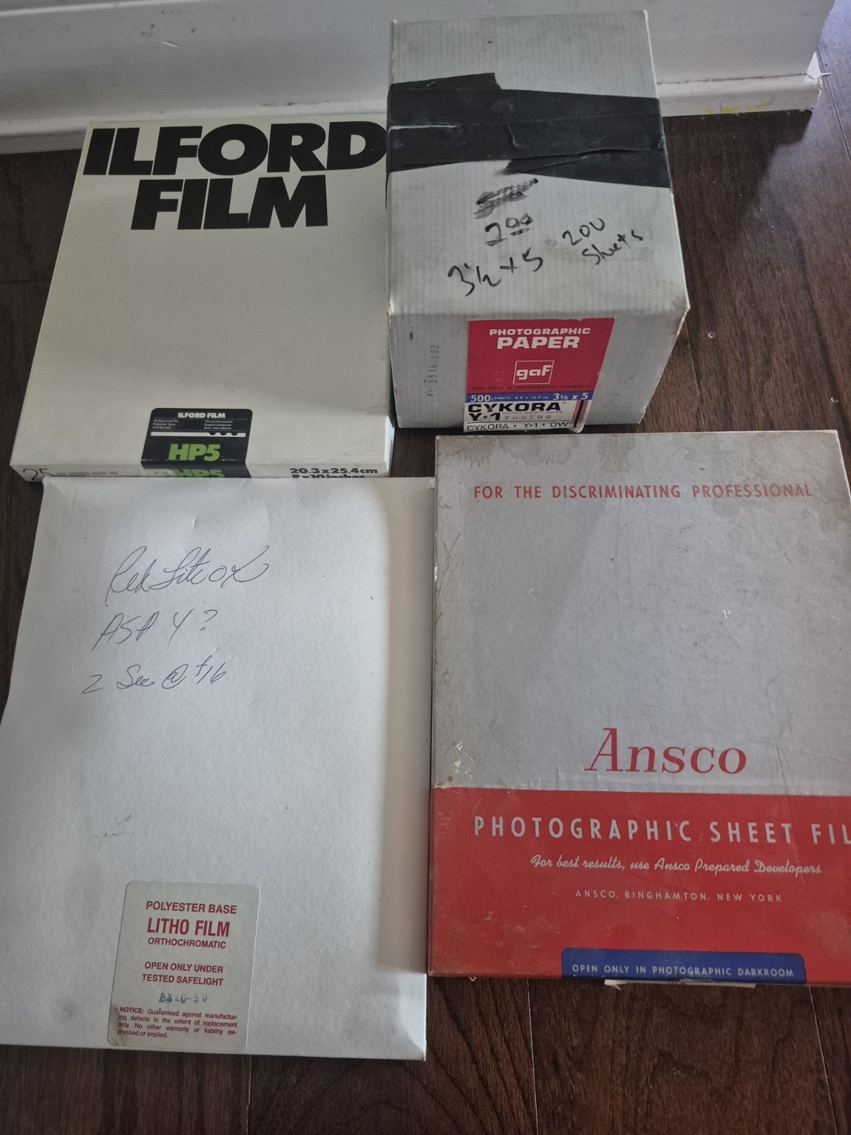 Vintage  Photo Paper Film Ansco Gaf Cykora Mixed Sizes Expired Opened