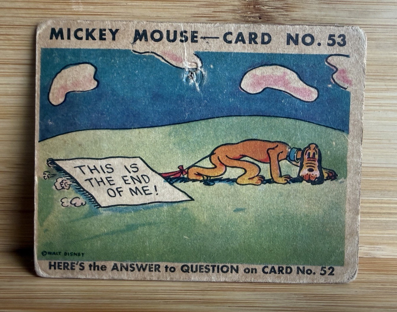 Mickey Mouse CARD #53 1935 R89  GUM INC Walt Disney/ PLUTO THIS IS THE END OF ME
