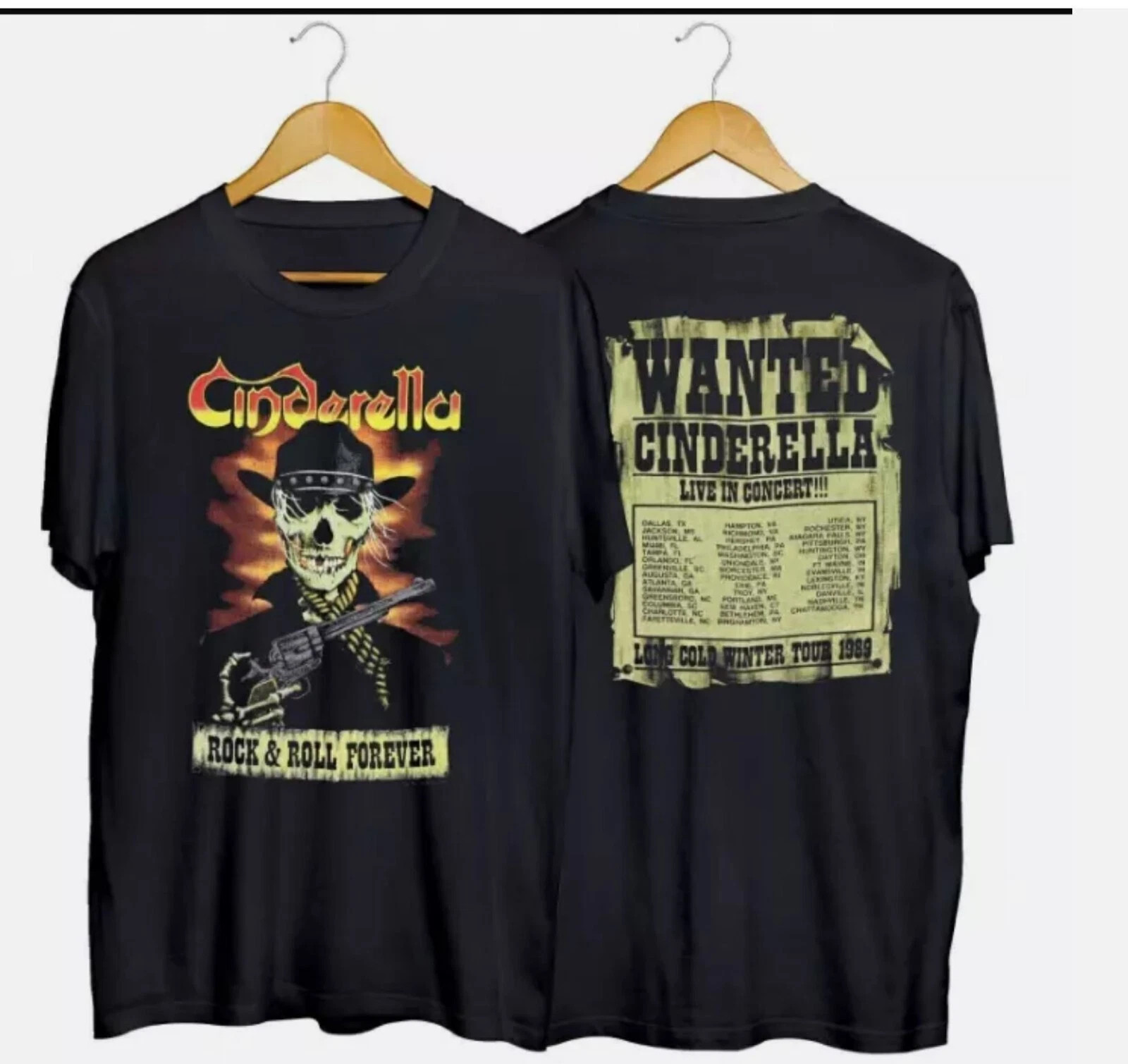 Vintage 1989 Cinderella Long Cold Winter Tour T-Shirt Rock Band Concert Tee