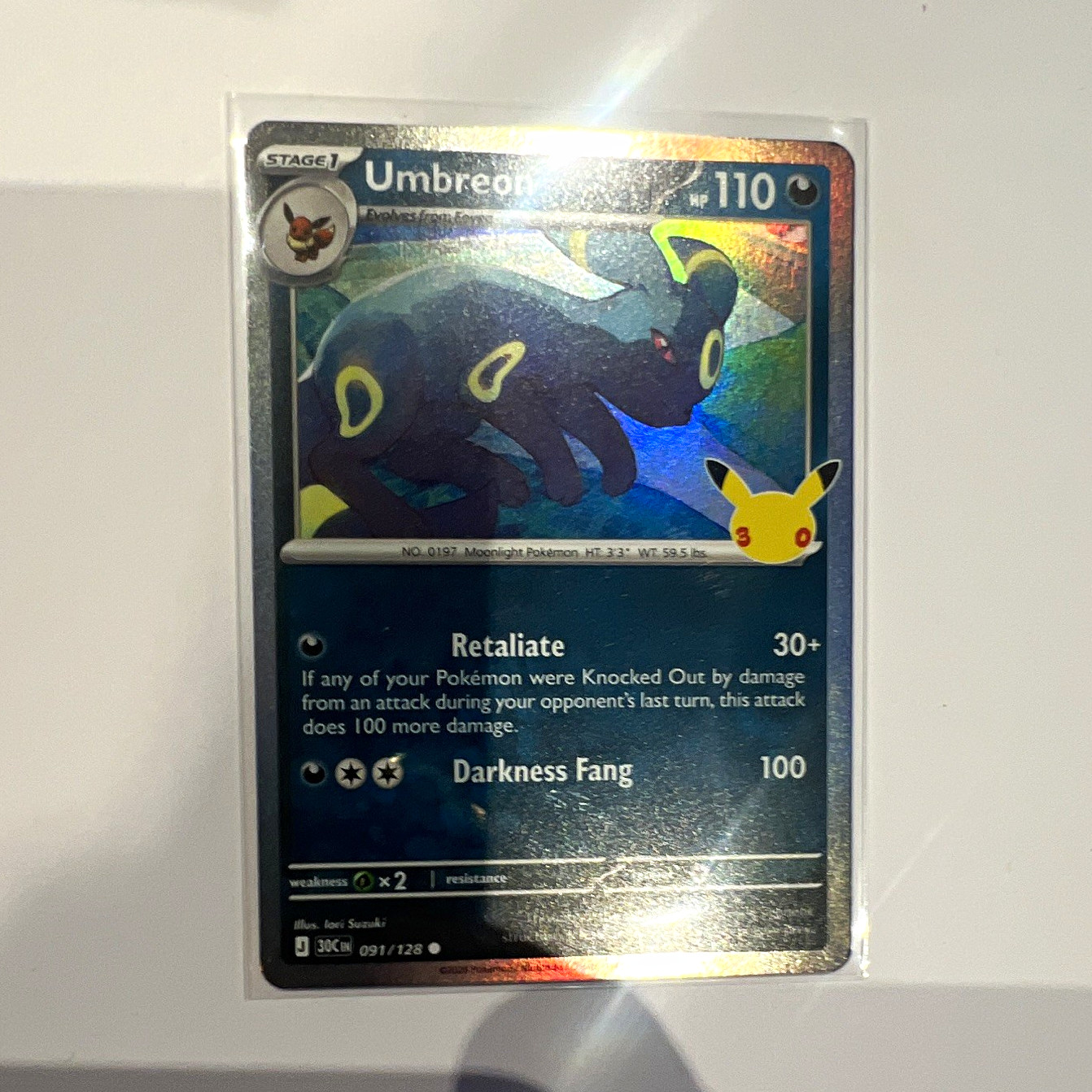 The Pokémon Company Umbreon 091/128 Reverse Holo Rare from 30 Celebration