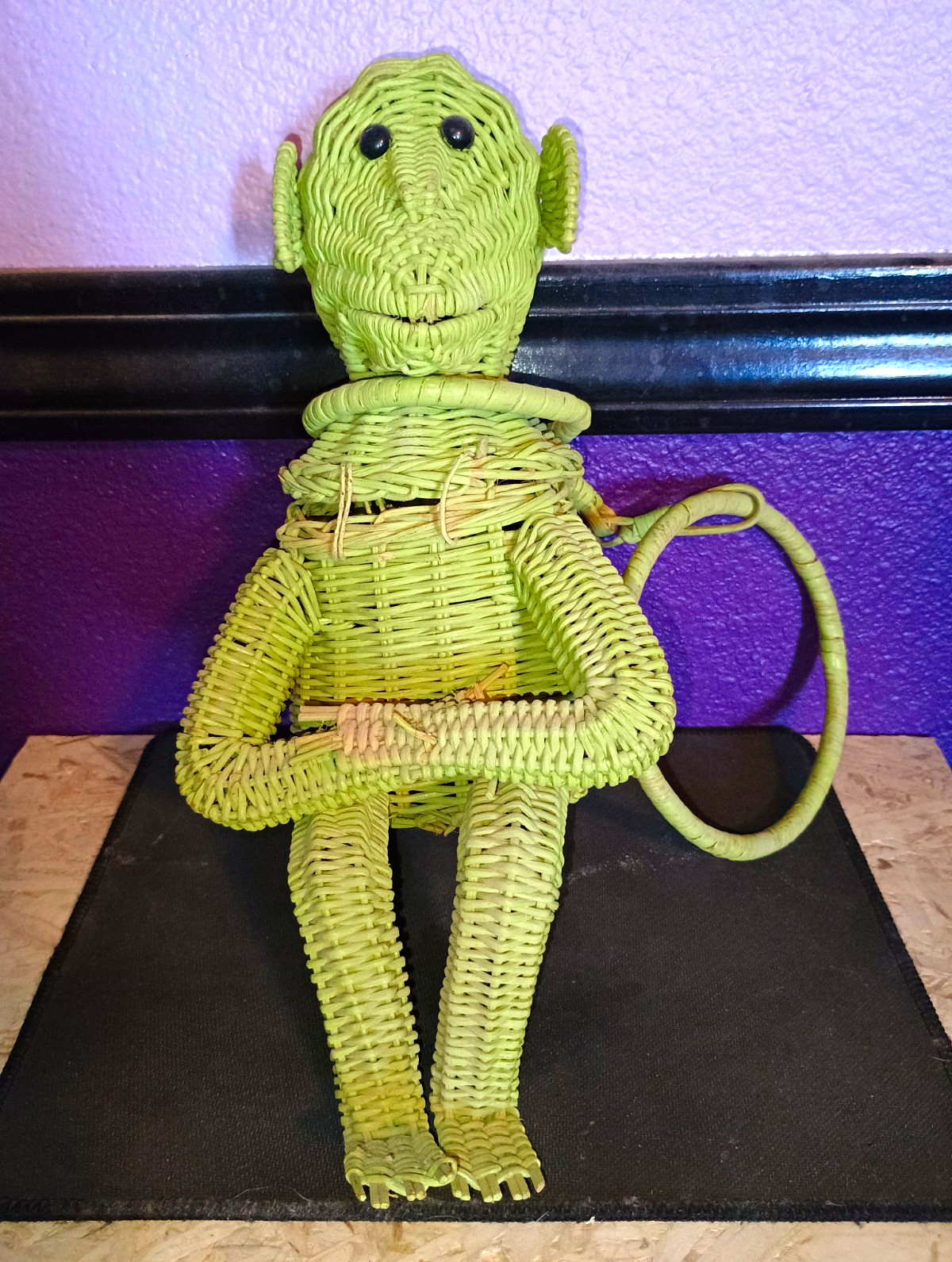 Vintage 1970\'s Green Wicker Monkey Purse Vintage 1970\'s Green Wicker Monkey Purse