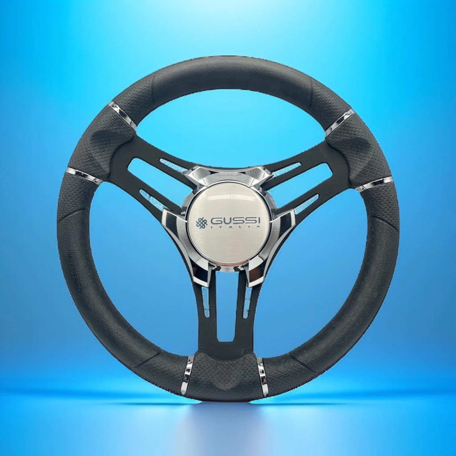 Gussi Italia Boat Steering Wheel Black Brushed Alum Spokes | Gussi Italia