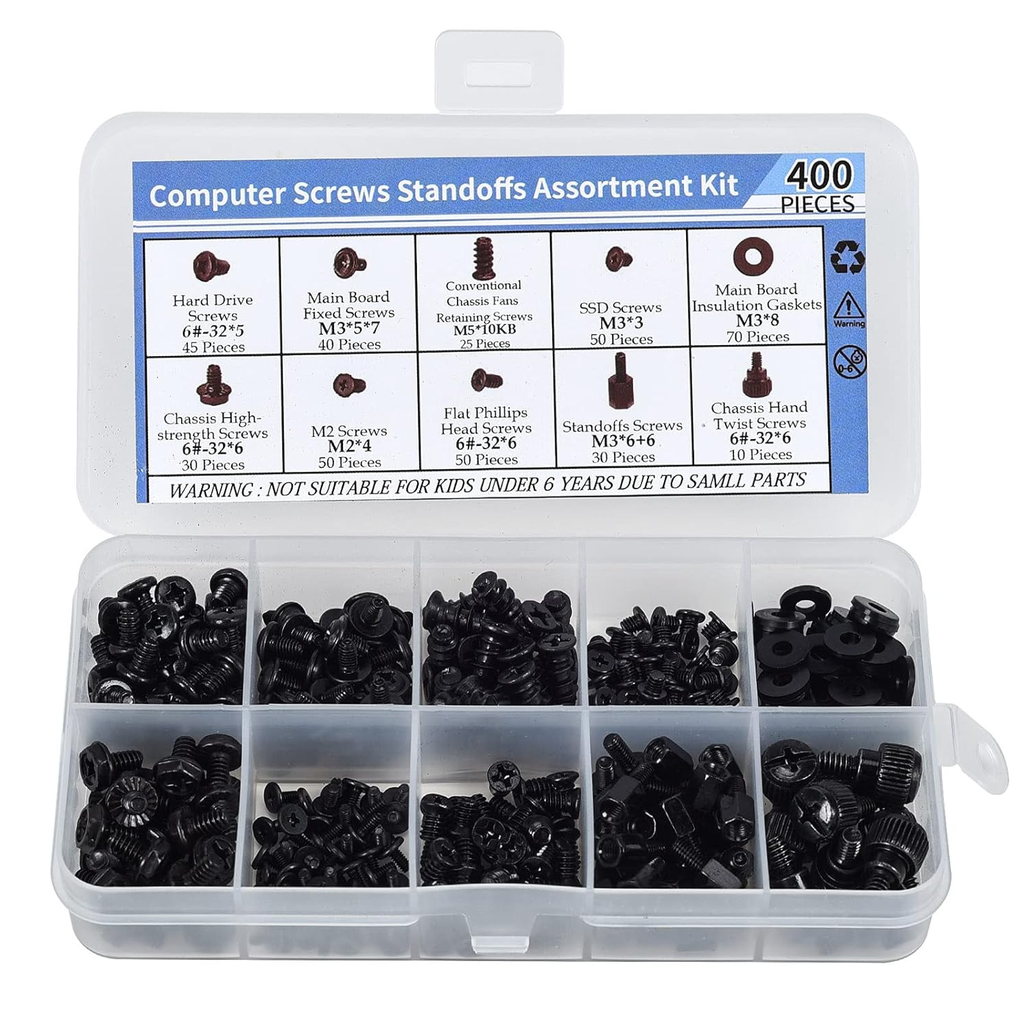 400PCS Computer Screws Motherboard Standoffs Assortment Kit for Universal 400PCS Computer Screws Motherboard Standoffs Assortment Kit for Universal