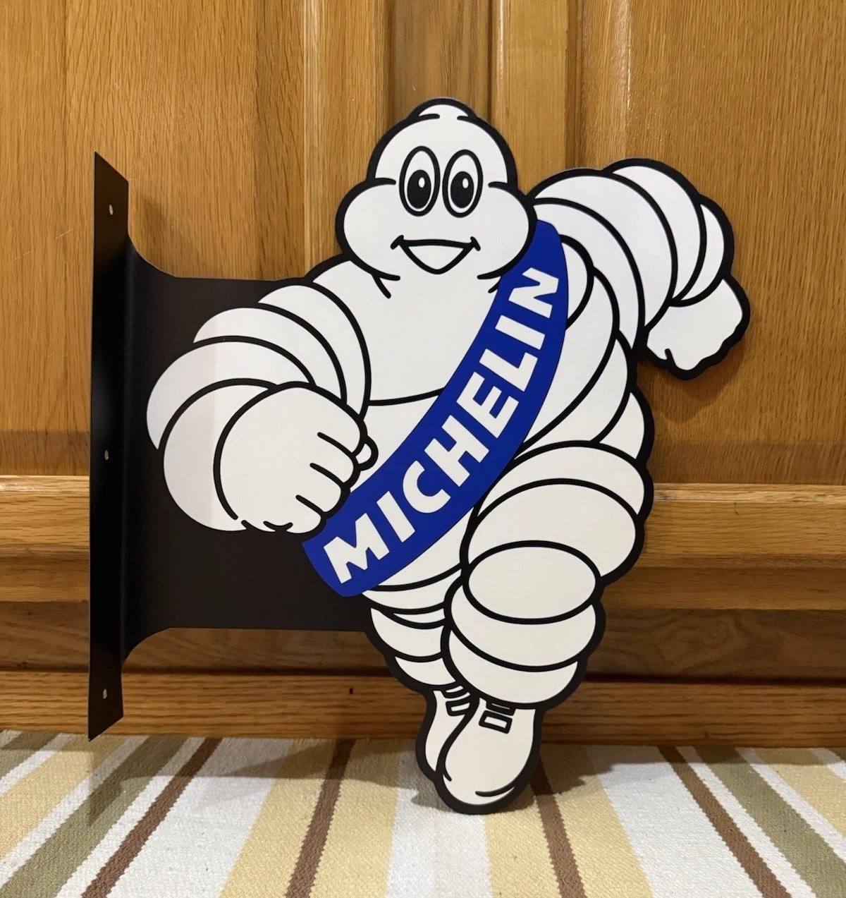 Michelin Man Tire Flange Sign 2 Sided Gas Oil Parts Vintage Style Wall Decor