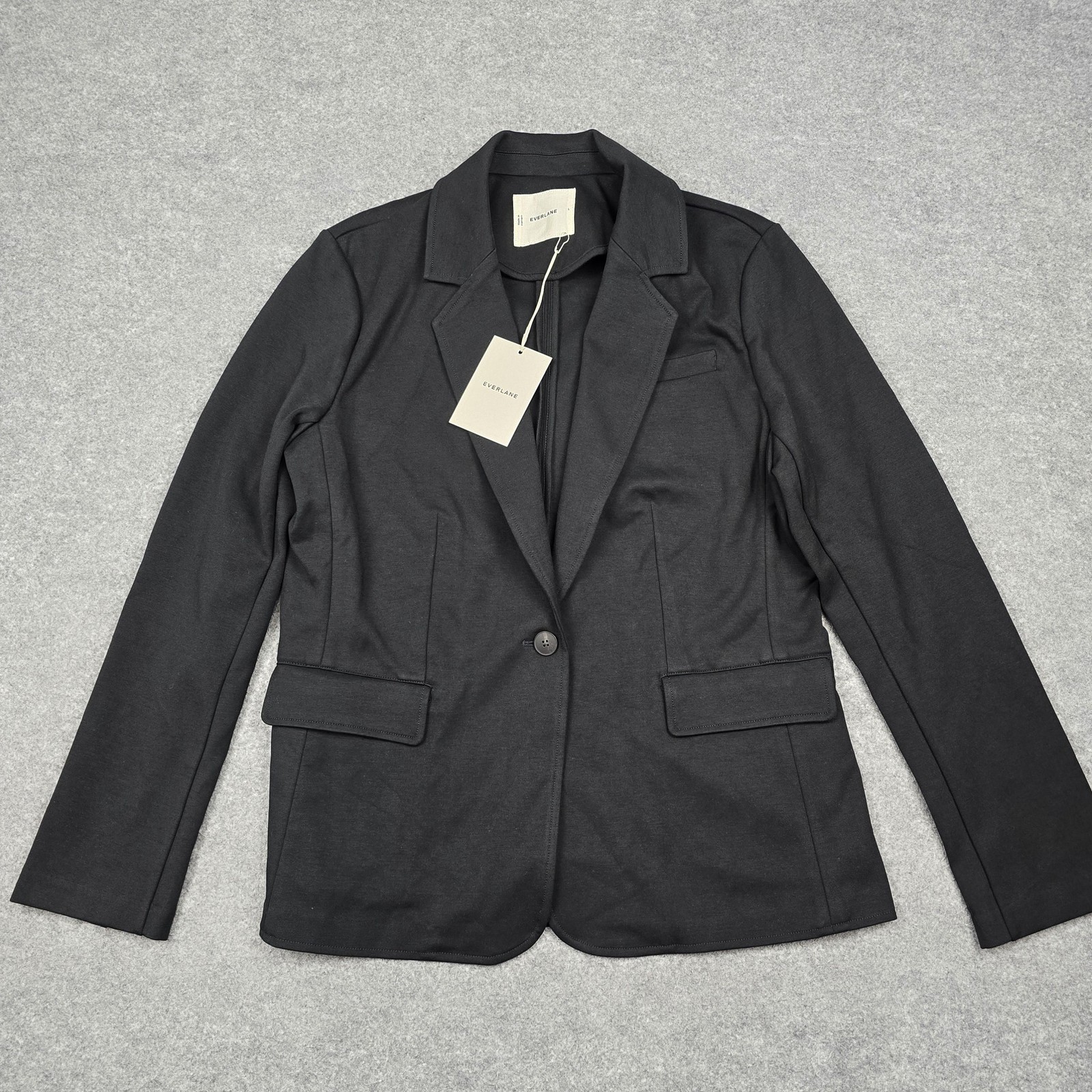 Everlane Blazer Womens L Black Dream Ponte Stretch One Button Jacket Workwear