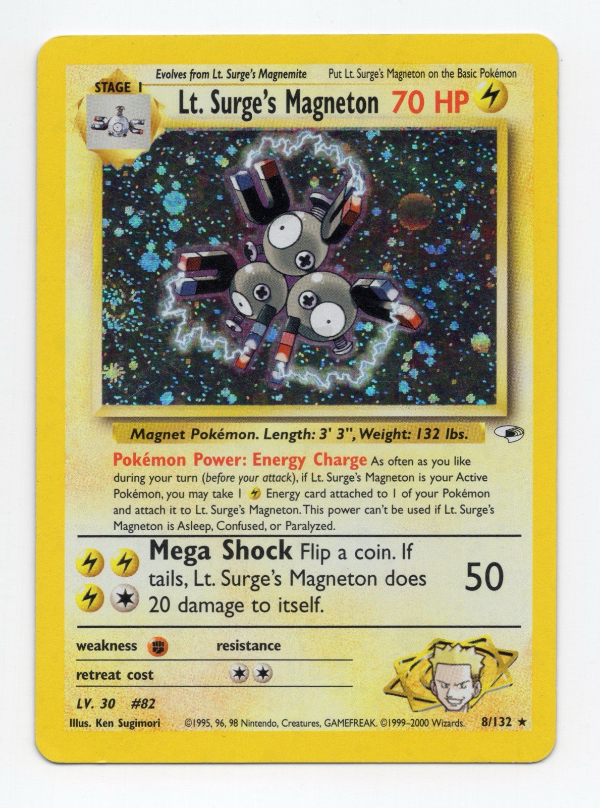 Pokémon TCG Lt. Surge's Magneton Gym Heroes 8/132 Holo Unlimited Rare MP Pokémon TCG Lt. Surge's Magneton Gym Heroes 8/132 Holo Unlimited Rare MP