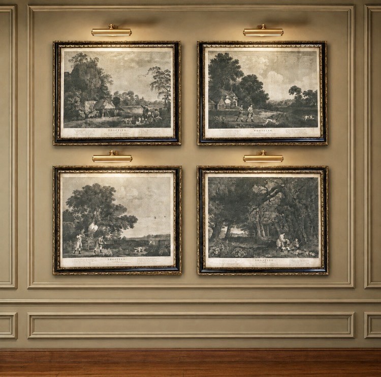 18th C William Woollett (George Stubbs) Shooting  Full Set 4 Plates Engravings