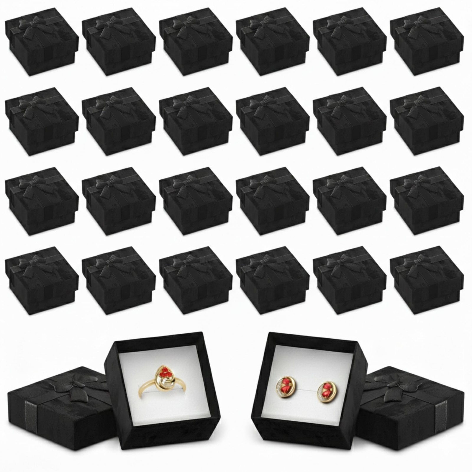 Tesorrio 24 Pcs Bulk Ring Boxes for Jewelry Gifts, 1.57 x 1.12 In (Black) | S...