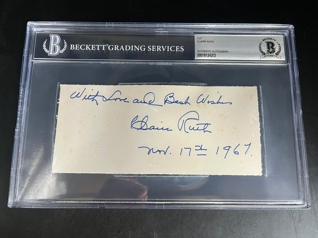 Claire Ruth  Signed cut 1967 - Beckett  Certified HOF - Mrs. Babe Ruth Yankees