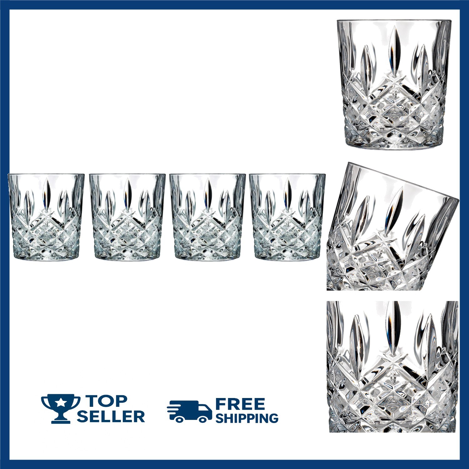 Set of 4 By Waterford Crystal Tumblers - 11 oz Double Old Fashioned Collection