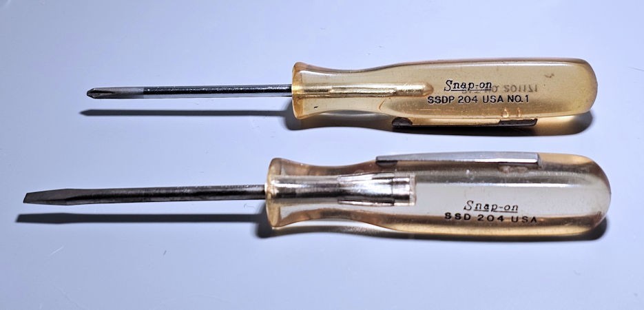 Snap On SSD 204 -SSDP 204 Pocket Screwdrivers Clear Handle Flat Head & Phillips