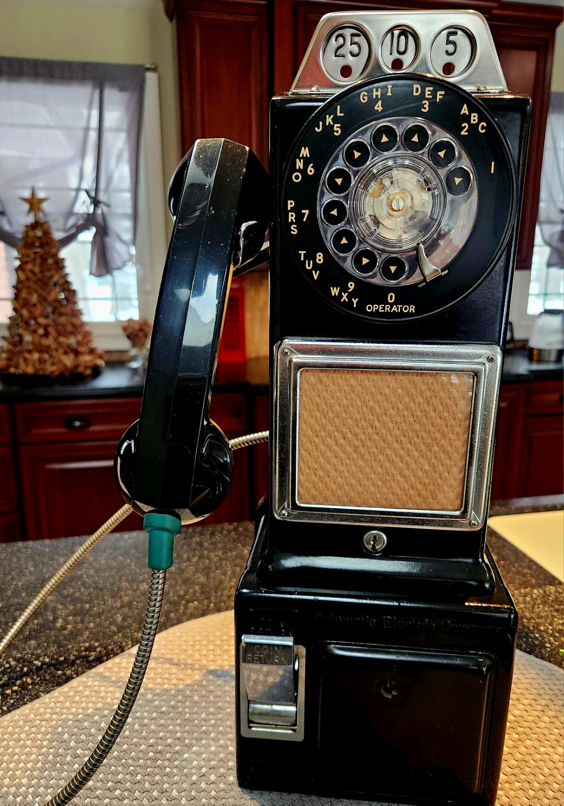 Vintage 1961 Automatic Electric 3-Slot Rotary Payphone LPB-89-55 + 2 KEYS & Box