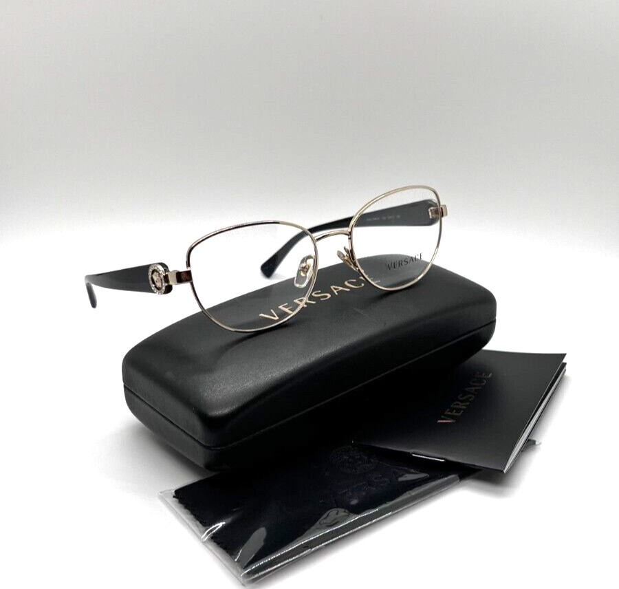 VERSACE 1246-B 1332 Women Eyeglasses 52-17-135 Black/Pale Gold 100% Authentic