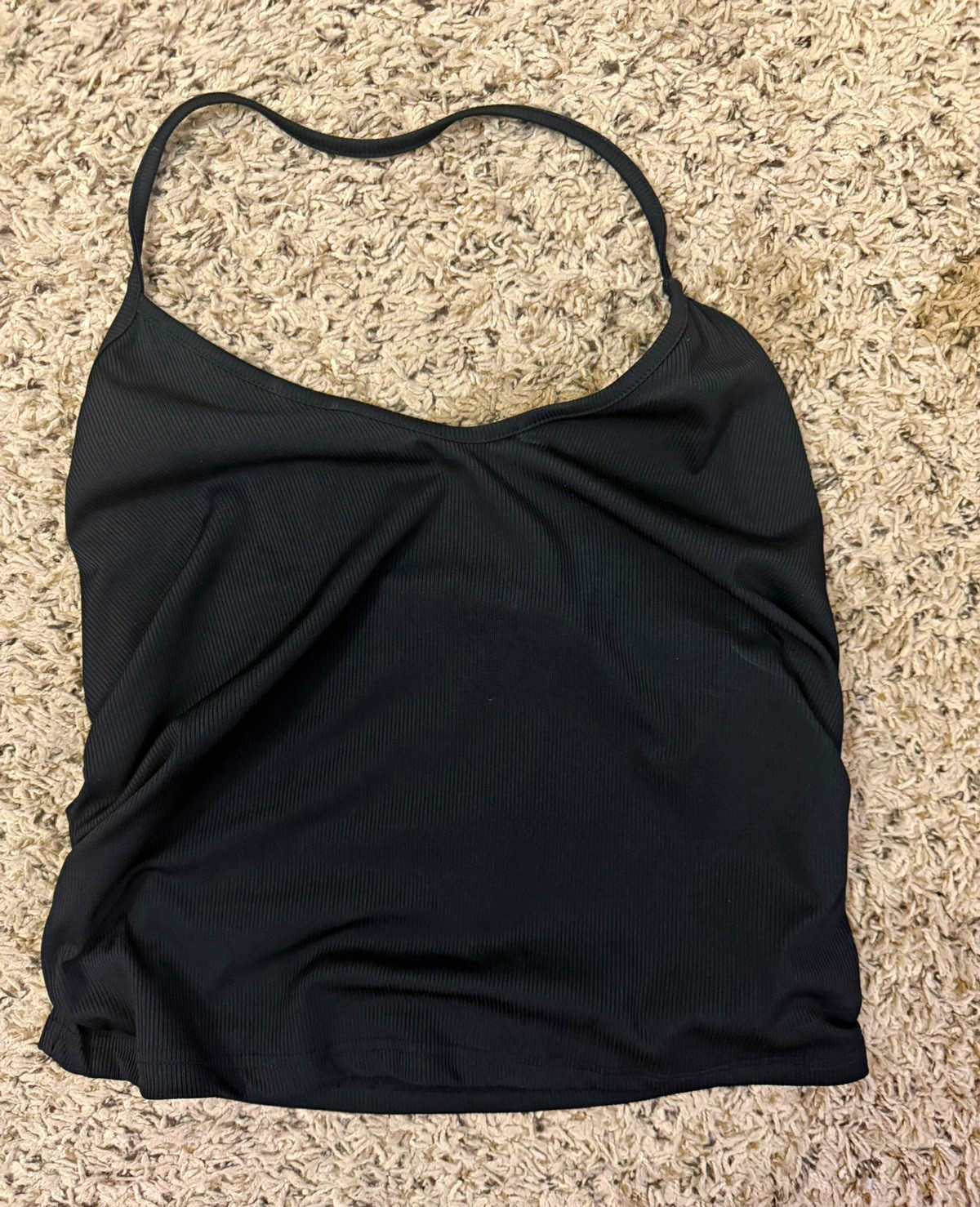 SHEIN Curve Black Ribbed Knit Halter Neck Sleeveless Stretch Tank Womens 2XL SHEIN Curve Black Ribbed Knit Halter Neck Sleeveless Stretch Tank Womens 2XL