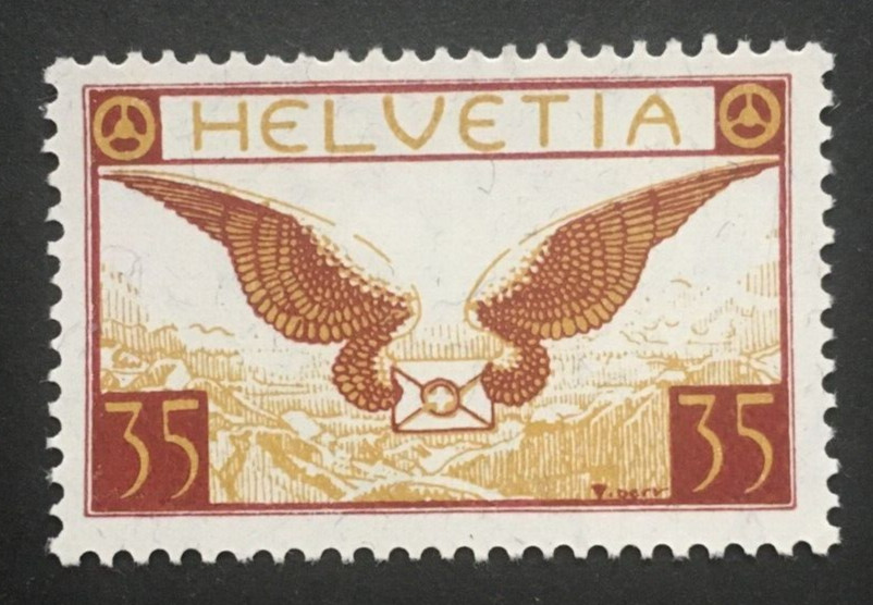 SWITZERLAND 1933 AIR MAIL 35c \'LAKE BROWN & OCHRE\' Mint Very Lightly Hinged