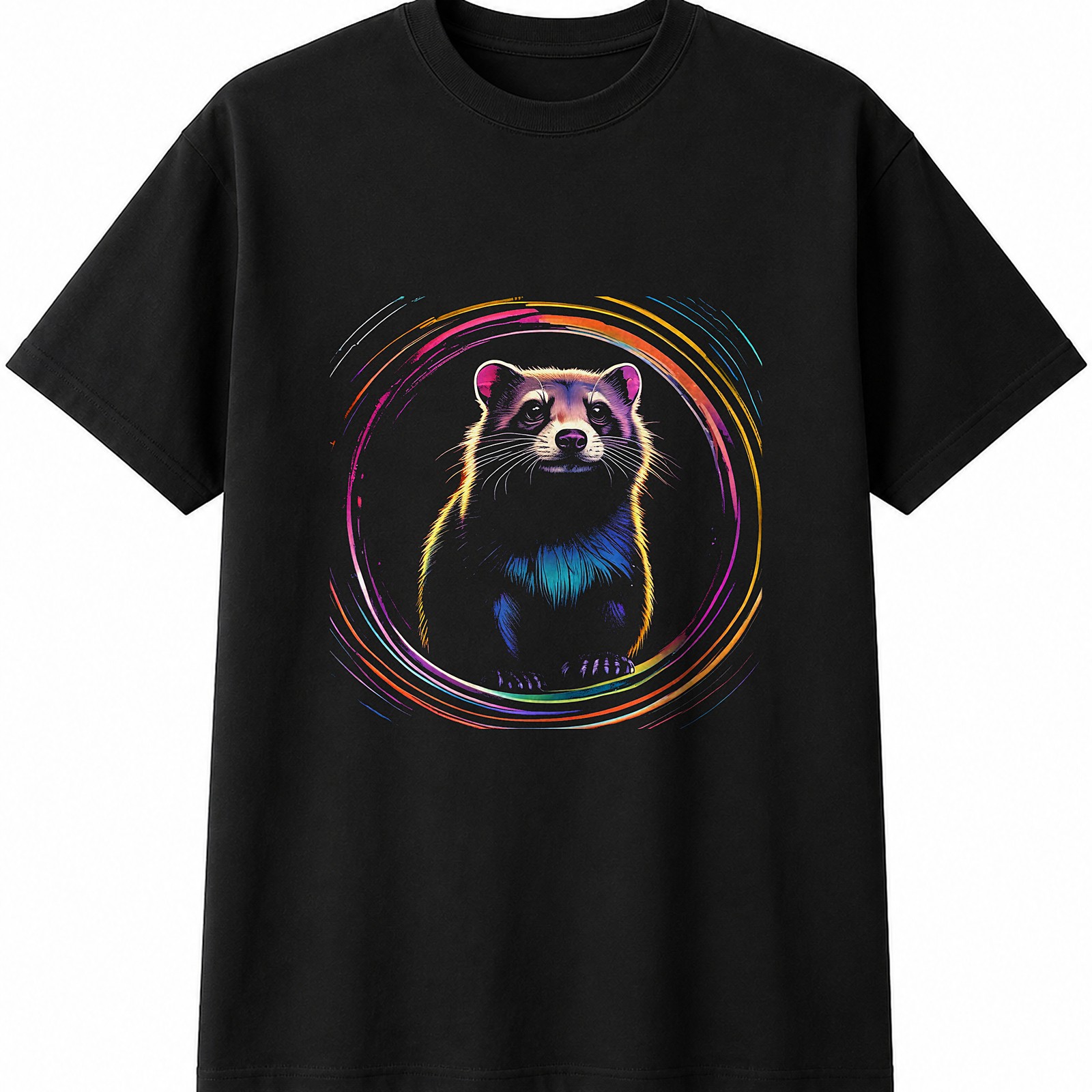 Colourful Polecat Sunbeams Wildlife Mens Womens T-Shirt Animal Unisex Novelty