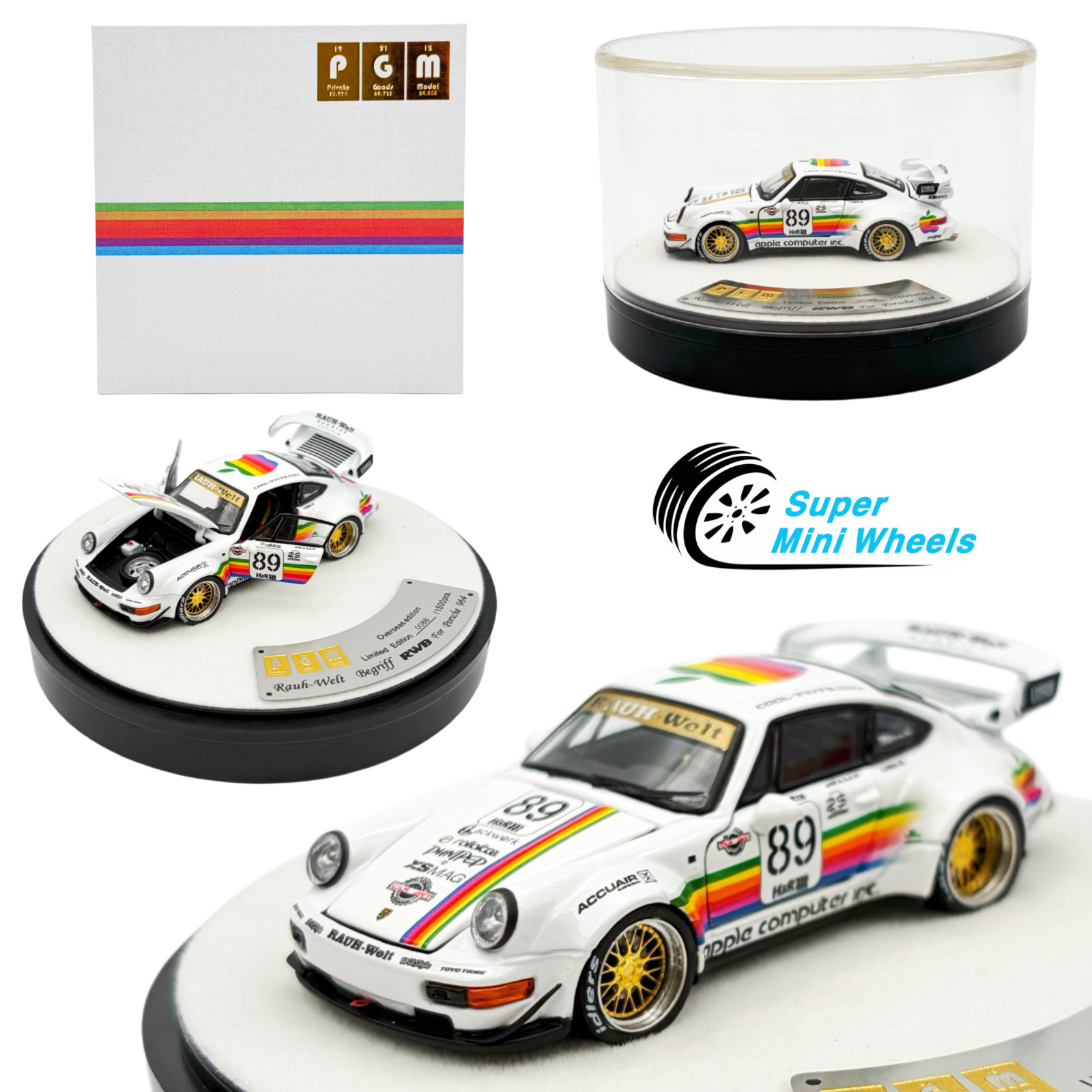PGM 1:64 RWB Porsche 964 White Apple - Deluxe Base PGM 1:64 RWB Porsche 964 White Apple - Deluxe Base