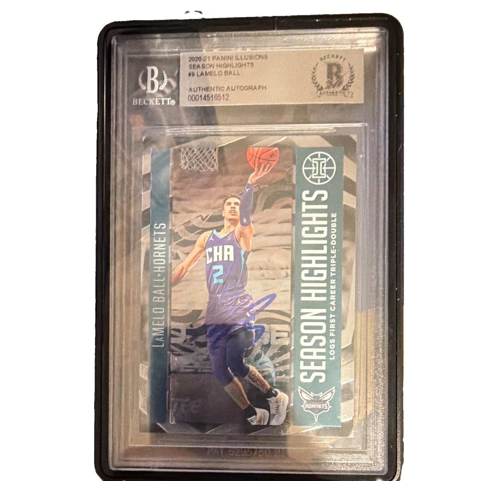 LaMelo Ball 2020-21 Panini Illusions Season Highlights #9 Auto BAS 00014516512