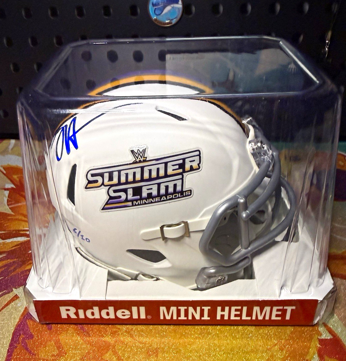 Jey Uso Signed Riddell Mini Helmet WWE SummerSlam Minneapolis Wrestling 6/10