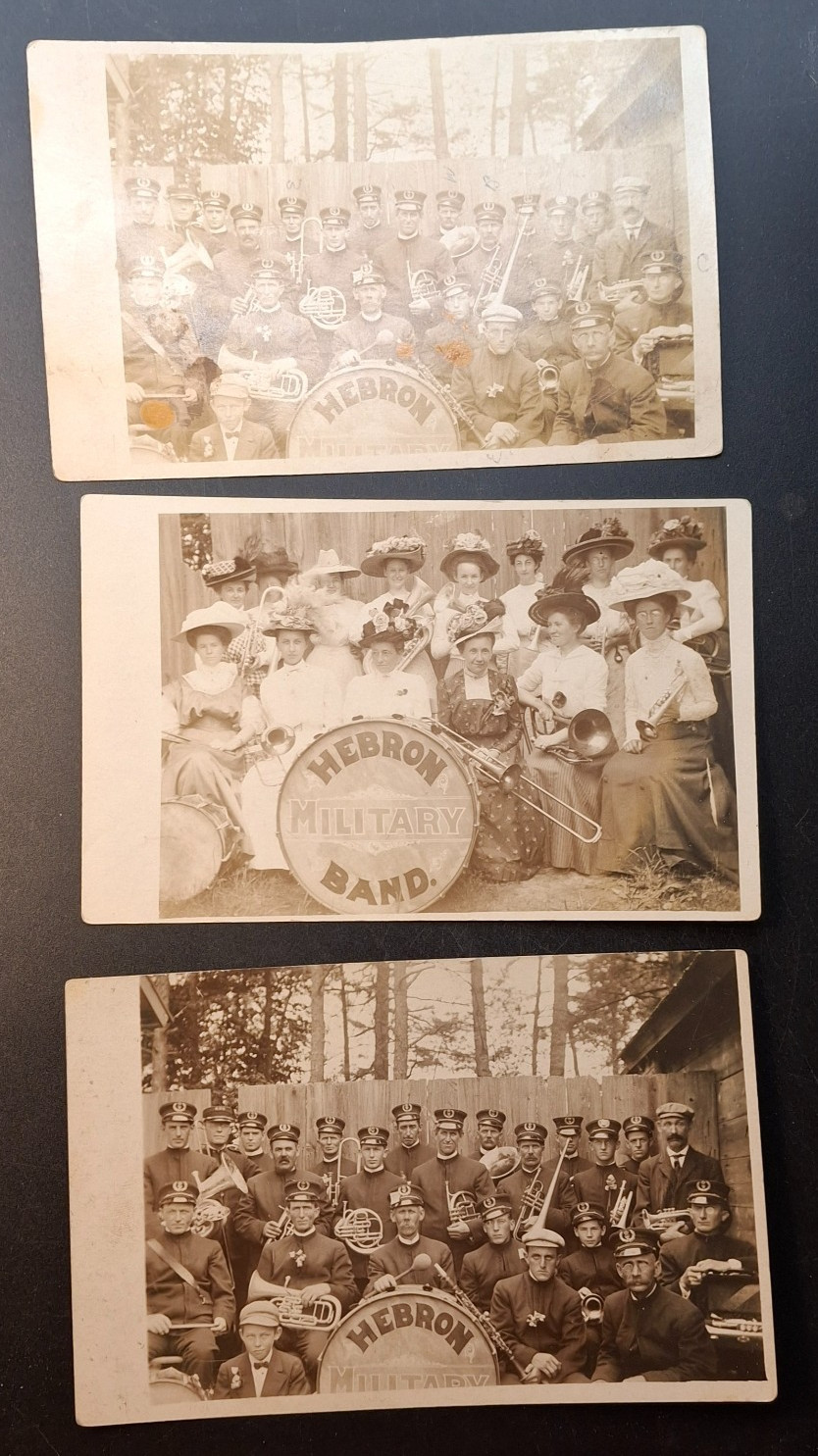 Hebron Academy Military Band 1910 RPPC Real Photo Postcards Lot 3 Maine ME Music
