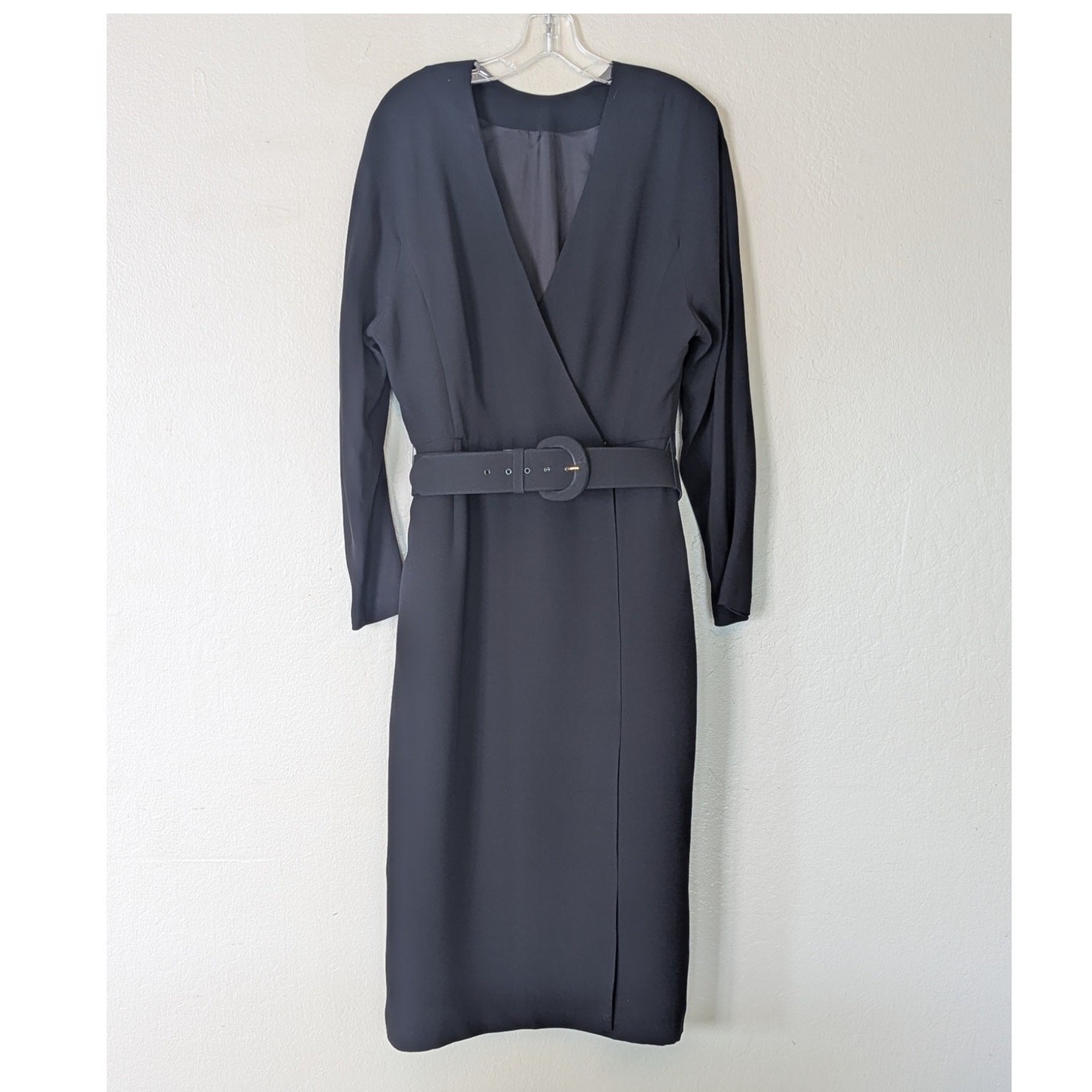 Vintage Linda Allard Ellen Tracy 100% Silk Dress Black Belted Sz 12