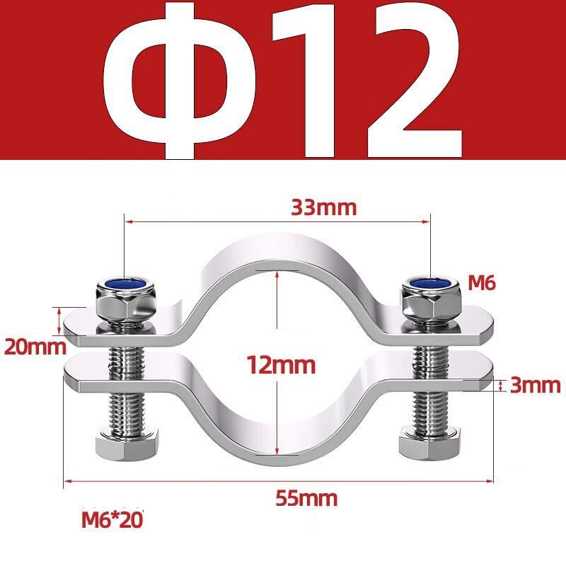 12mm - 325mm Pipe Cable Clamps With Rubber Lined 304 Stainless Steel/Galvanised