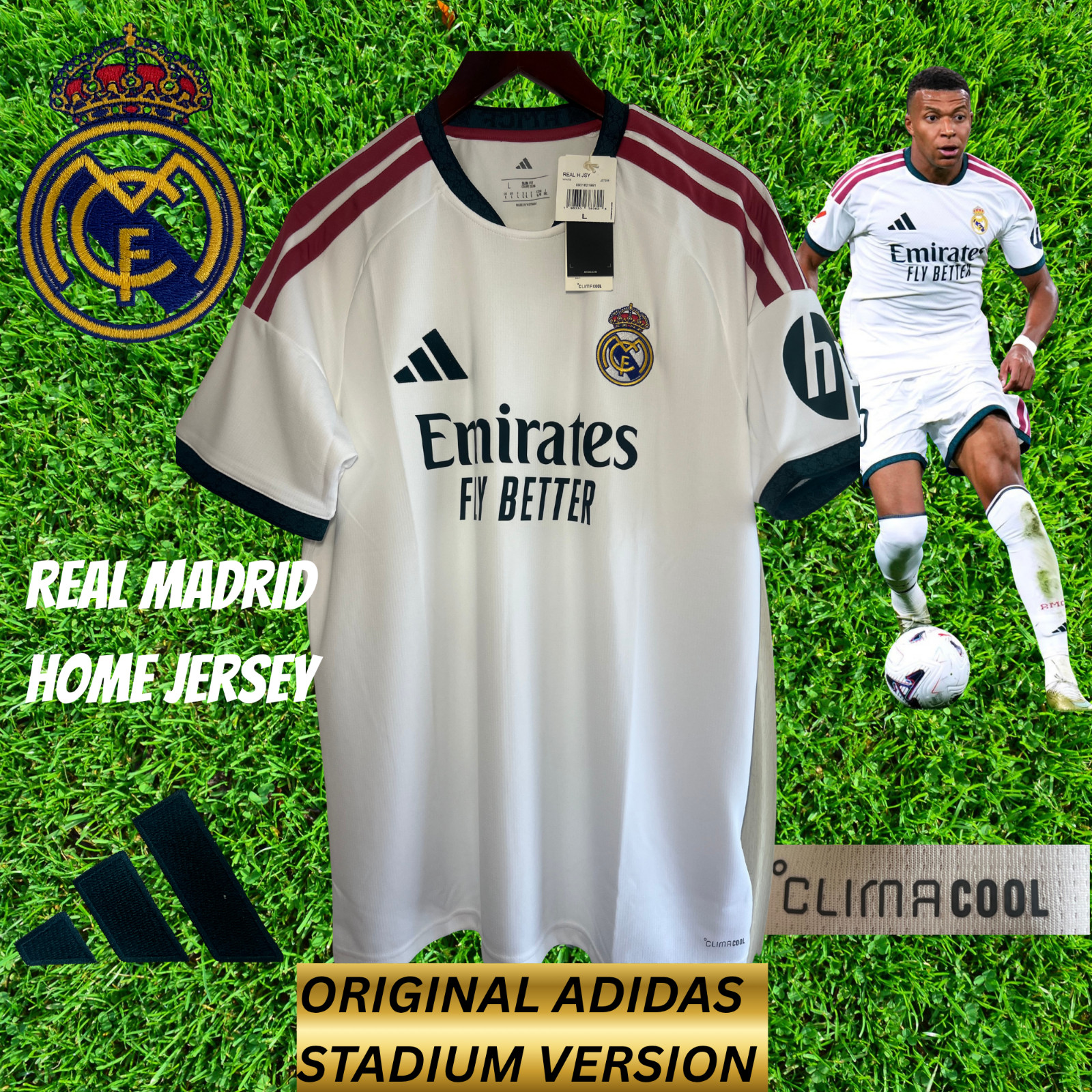 Real Madrid 2026/27 Home Jersey Adidas Men’s Stadium Authentic New S-2XL