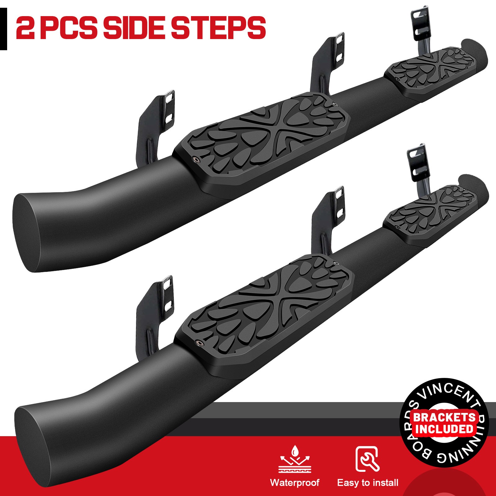 FOR 05-26 NISSAN Frontier Crew Cab Side Step Curved Running Board Nerf Bar BLK