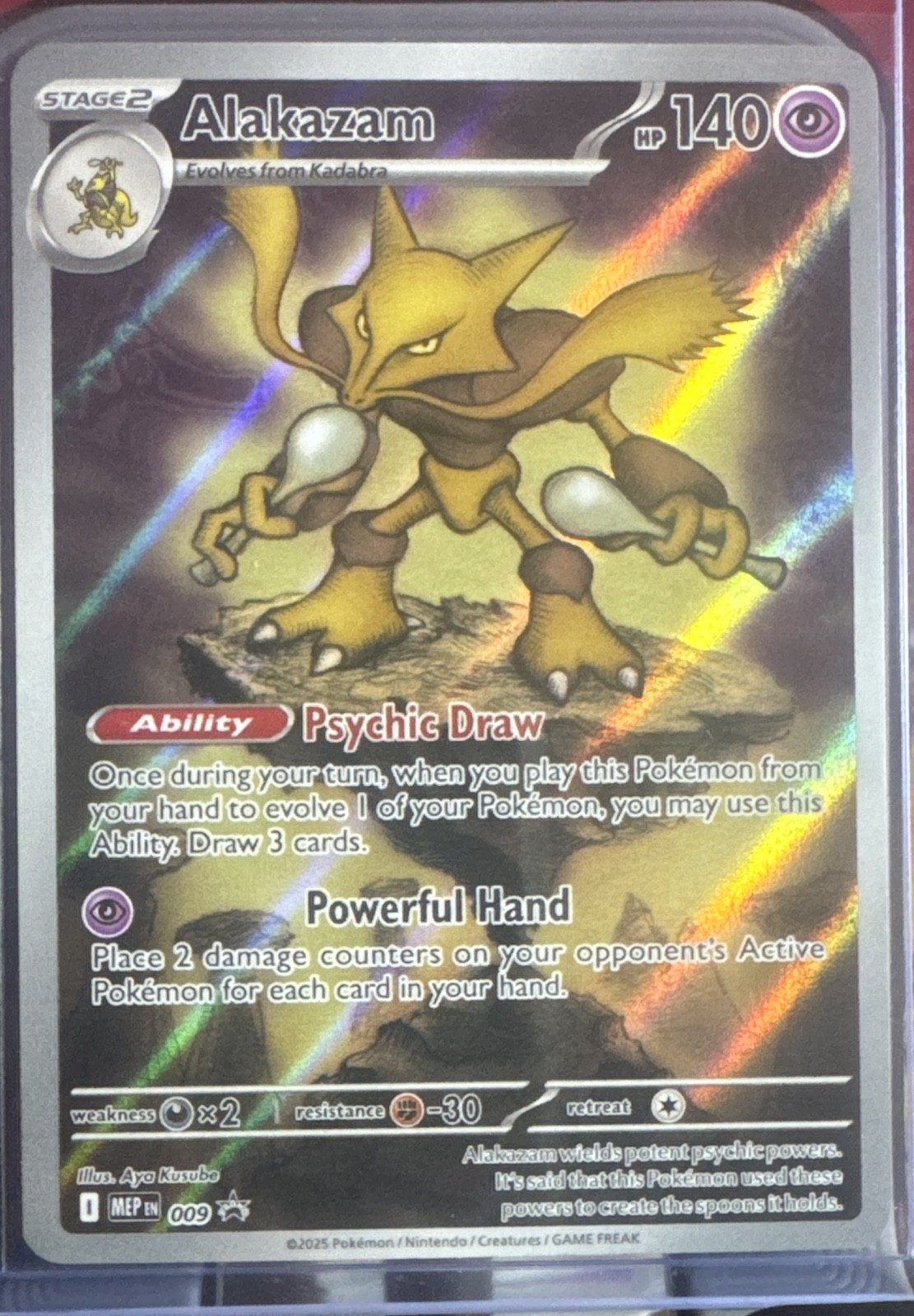 2025 Pokemon Mega Evolution Alakazam MEP 005 Black Star Promo Holo Rare NM