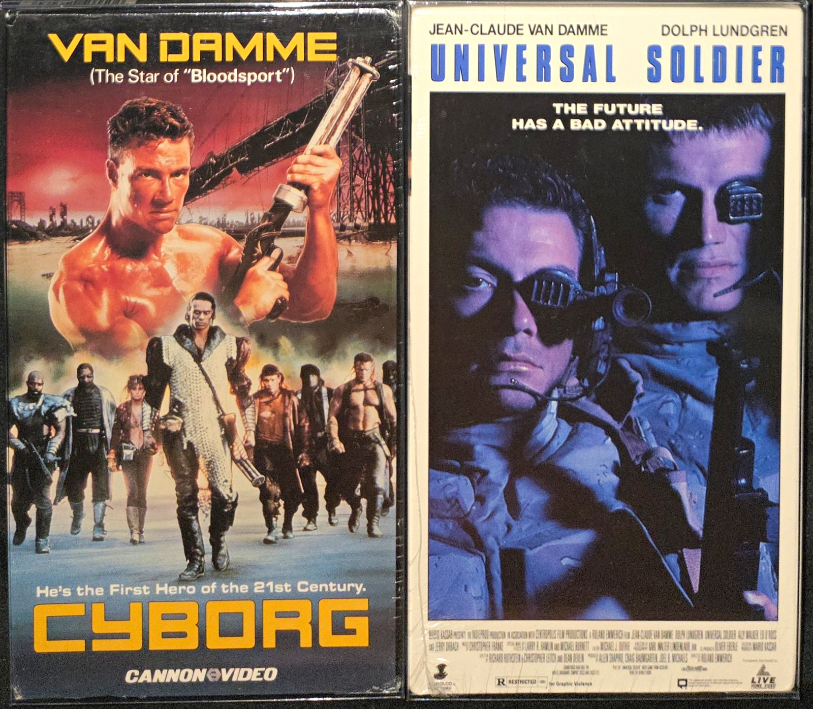 Jean-Claude Van Damme VHS Lot Cyborg 1989 & Universal Soldier 1992 Resealed