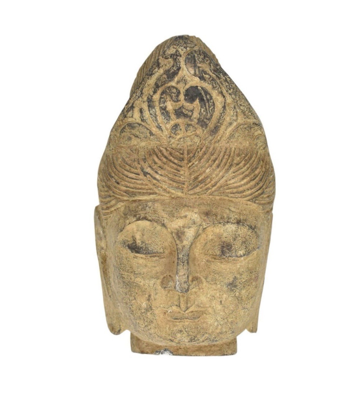 Antique Chinese Kwan Kuan Yin Quan Yin Stone Head 10” Tall Antique Chinese Kwan Kuan Yin Quan Yin Stone Head 10” Tall