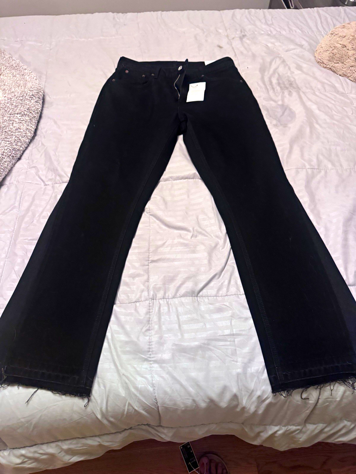Zara Men’s  Black Denim Flare Jeans Mid Rise 5-Pocket Solid Size 32