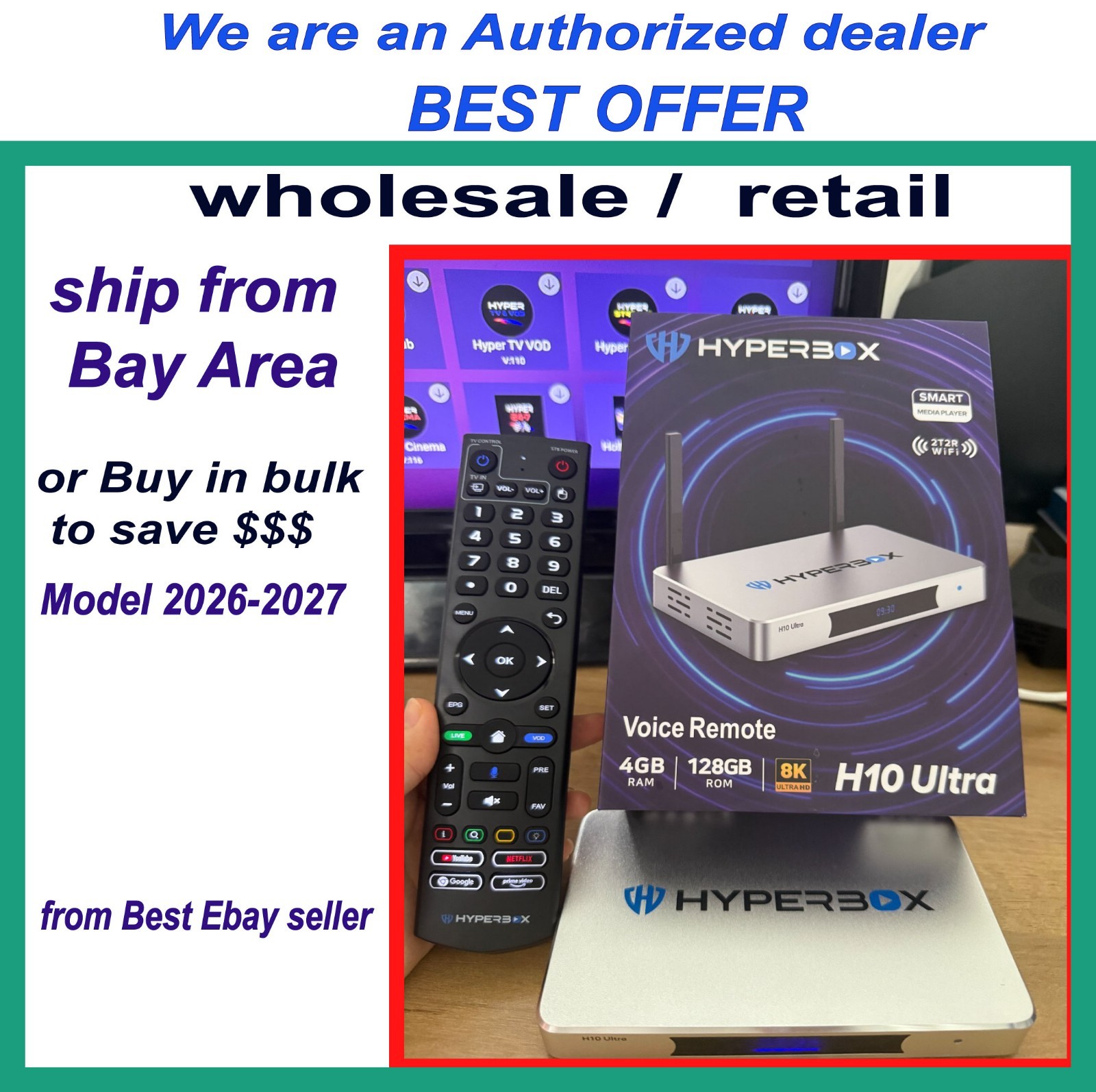 HyperBox H10 Ultra 128GB Android TV Box 4GB RAM WiFi 6 Bluetooth 8K