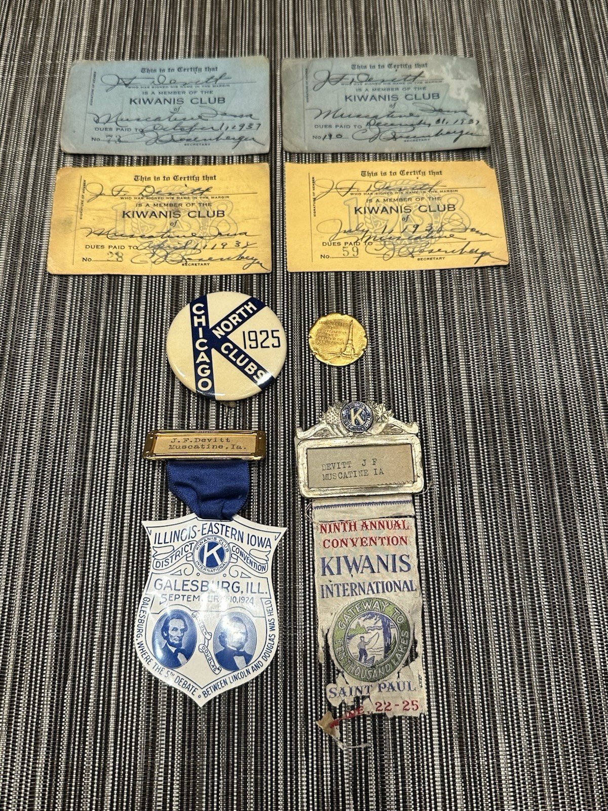 Rare Vintage 1920s Kiwanis Lot Badge Ribbon Button Token etc. Rare Vintage 1920s Kiwanis Lot Badge Ribbon Button Token etc.
