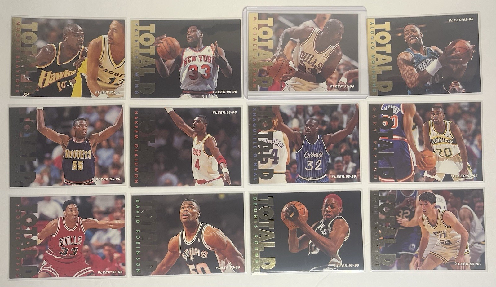 1995-96 NBA Fleer TOTAL D COMPLETE Insert SET (1-12) w/ MICHAEL JORDAN 🔥 LOOK