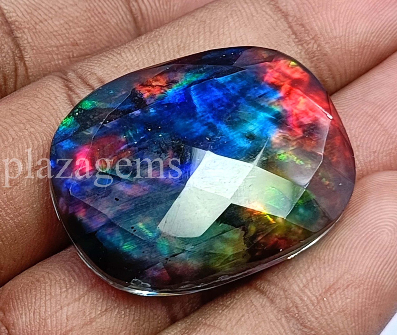 58 Ct Natural Ethiopian Black Fire Opal Certified Rare Precious Gemstone 6GGC