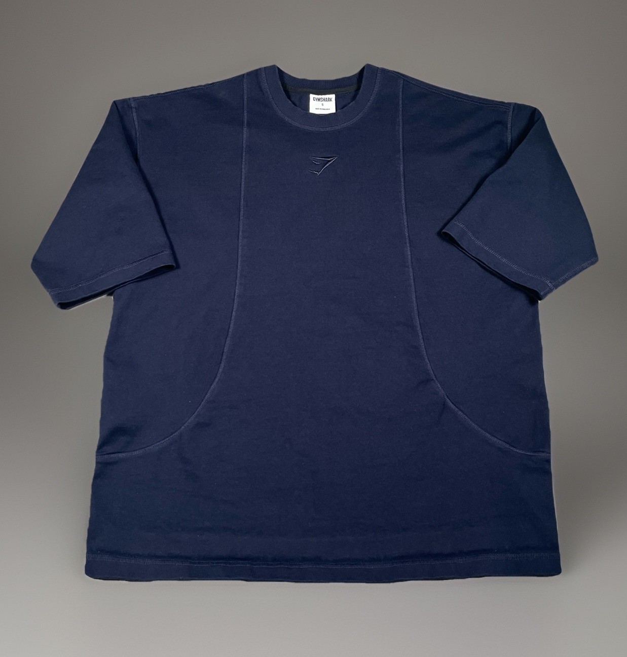 Gymshark Essential Oversized T-Shirt Mens Small Navy Heavy Knit Heavyweight