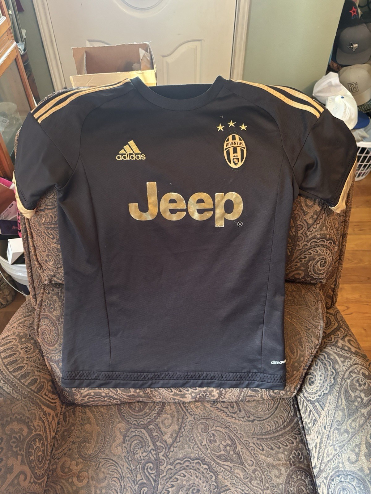 adidas Juventus Soccer Jersey Shirt Jeep Black Gold Black/Gold