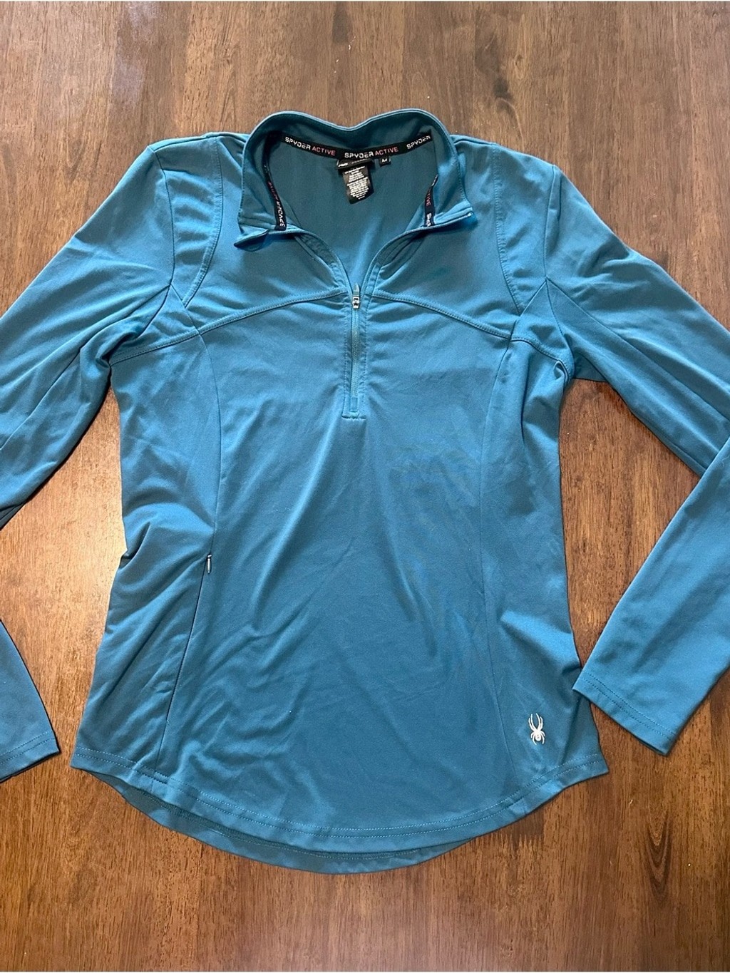 Spyder Women\'s Teal-Blue Quarter Zip Long Sleeve Active Top Spyder Women\'s Teal-Blue Quarter Zip Long Sleeve Active Top