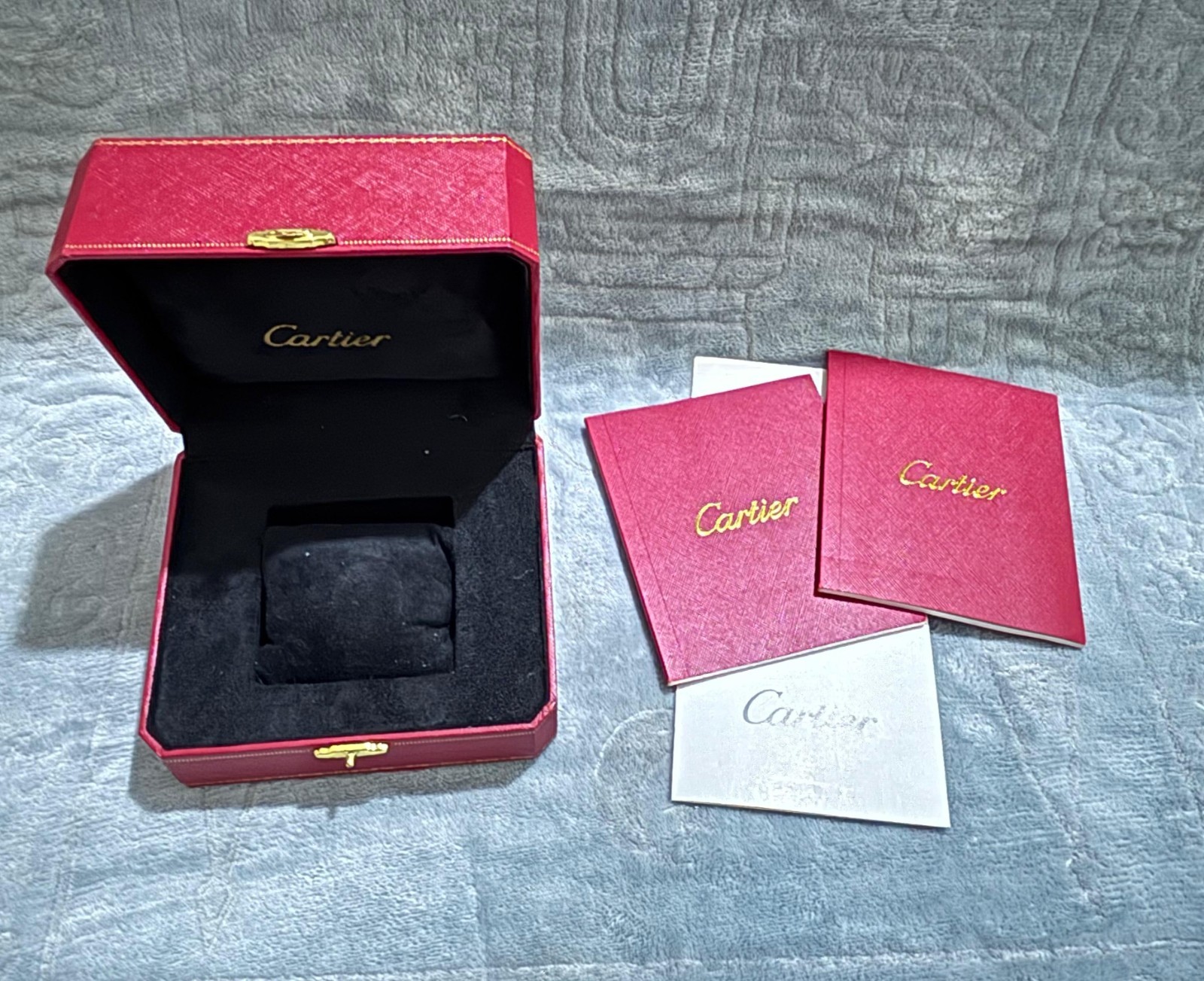 Genuine Cartier Watch Box with Booklets & Cushion – Red Presentation Case